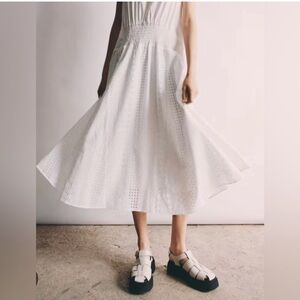 Trapeze Eyelet oversized White Dress Size 4